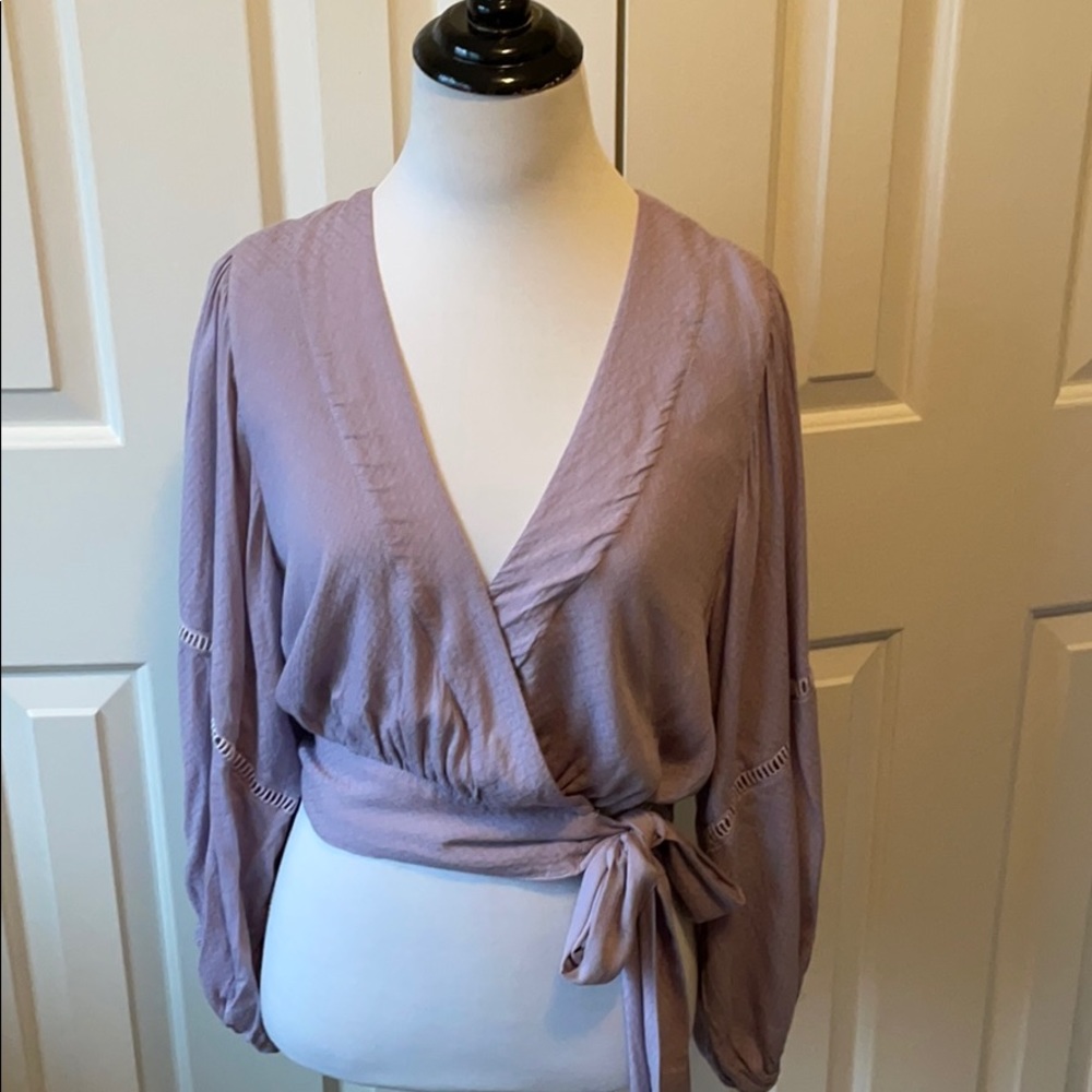 Free People Lavender Wrap Blouse